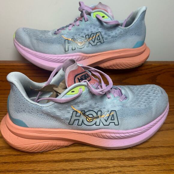 Hoka One One Mach 6 Women's Size 9.5B Running Shoes Gray Pink - Picture 1 of 9